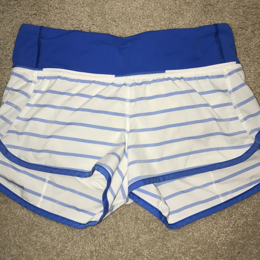 Blue and White Striped Lululemon 2.5” Shorts